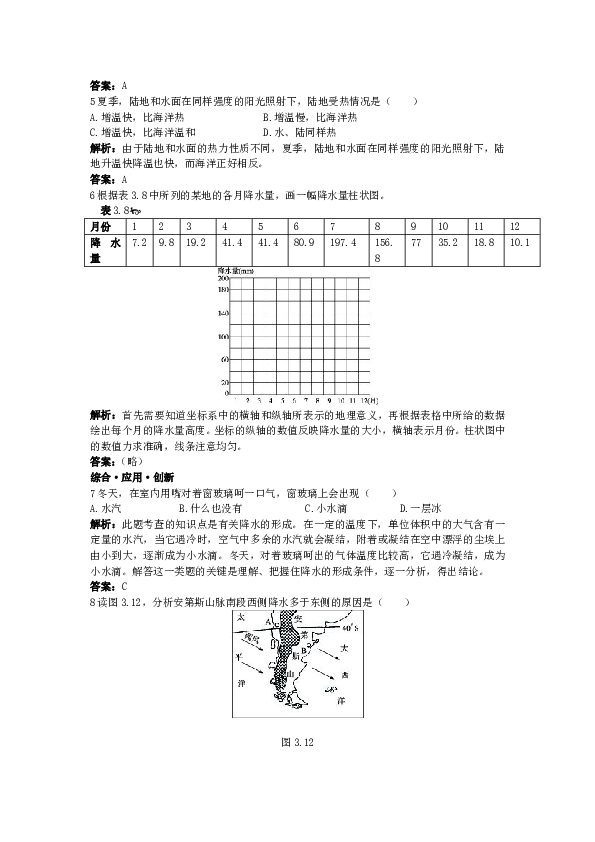 新人教地理七年级上 第3章：达标训练（降水的变化与分布.doc 第2页