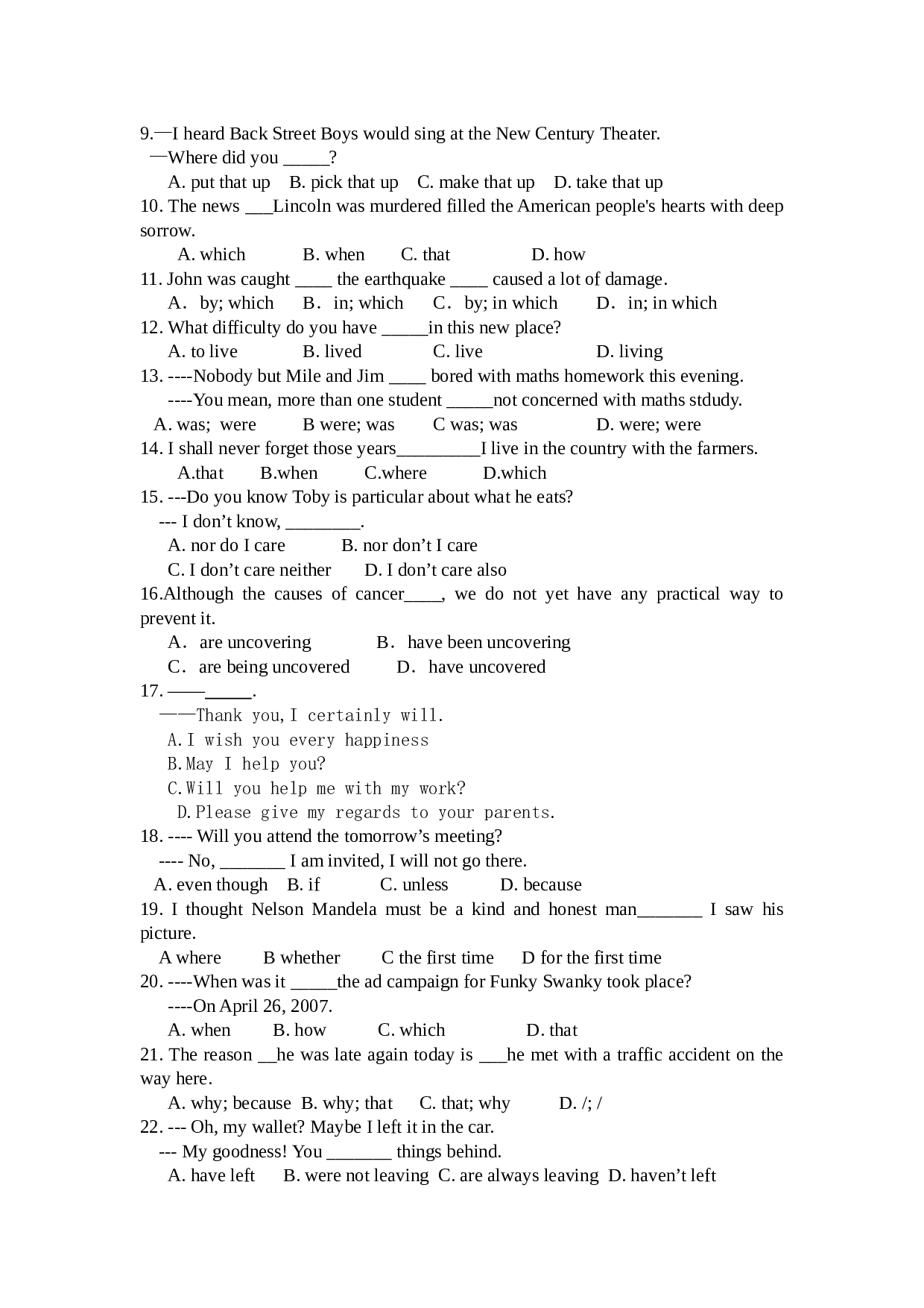 高一年级第一学期期中考试英语试卷.doc 第2页