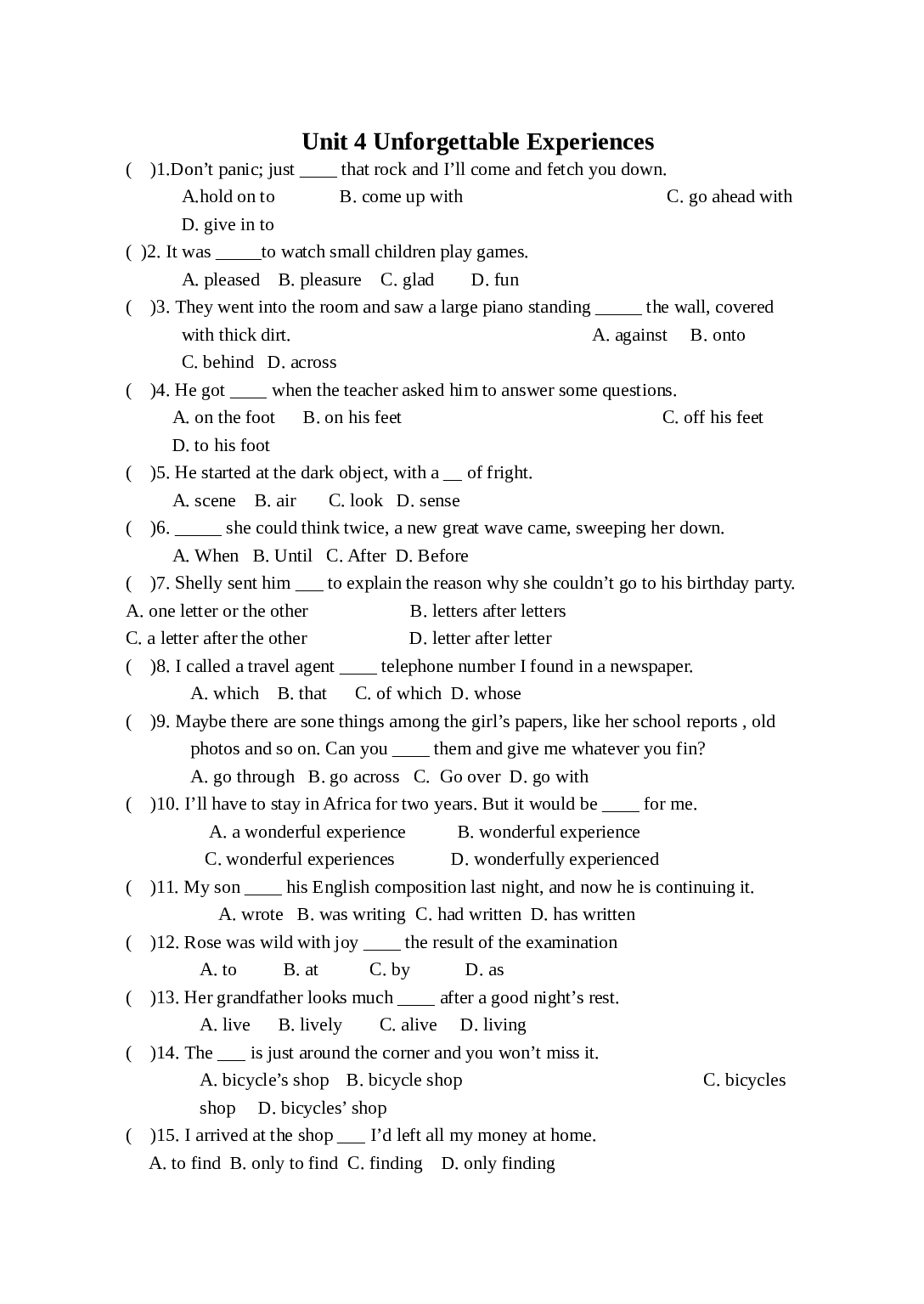 unit4unforgettableexperiences(单选）.doc 第1页