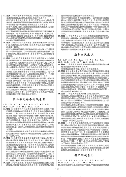 部编版道德与法治九年级下册同步检测试卷（一卷好题 参考答案）.pdf 第2页