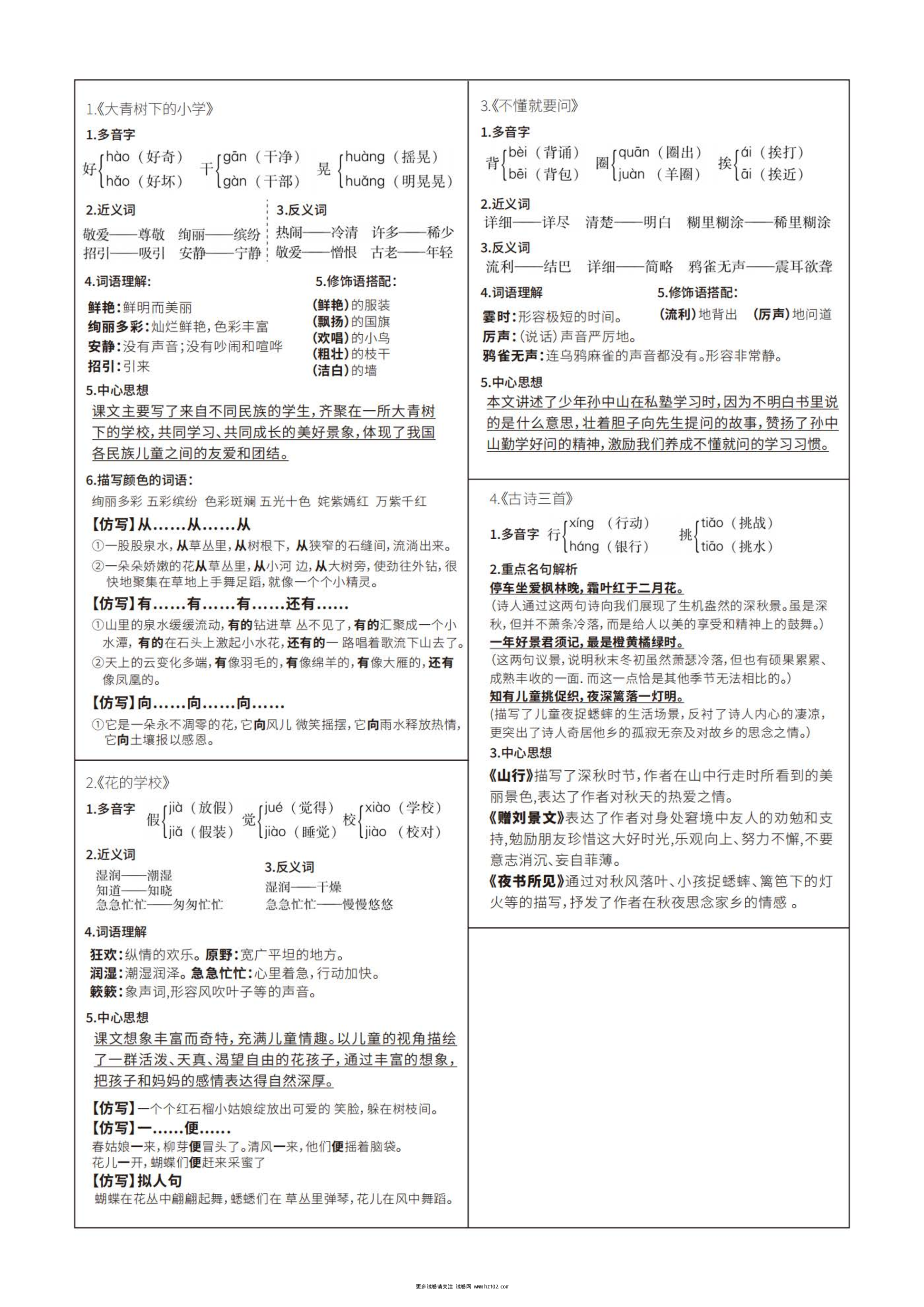 【三年级】上册语文课课贴.pdf 第1页