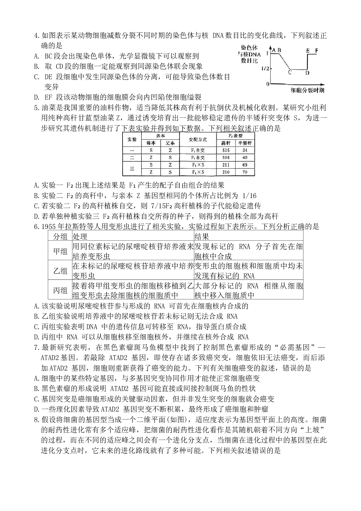 2024届黑龙江省齐齐哈尔市高三下学期2月一模考试 生物.docx 第2页