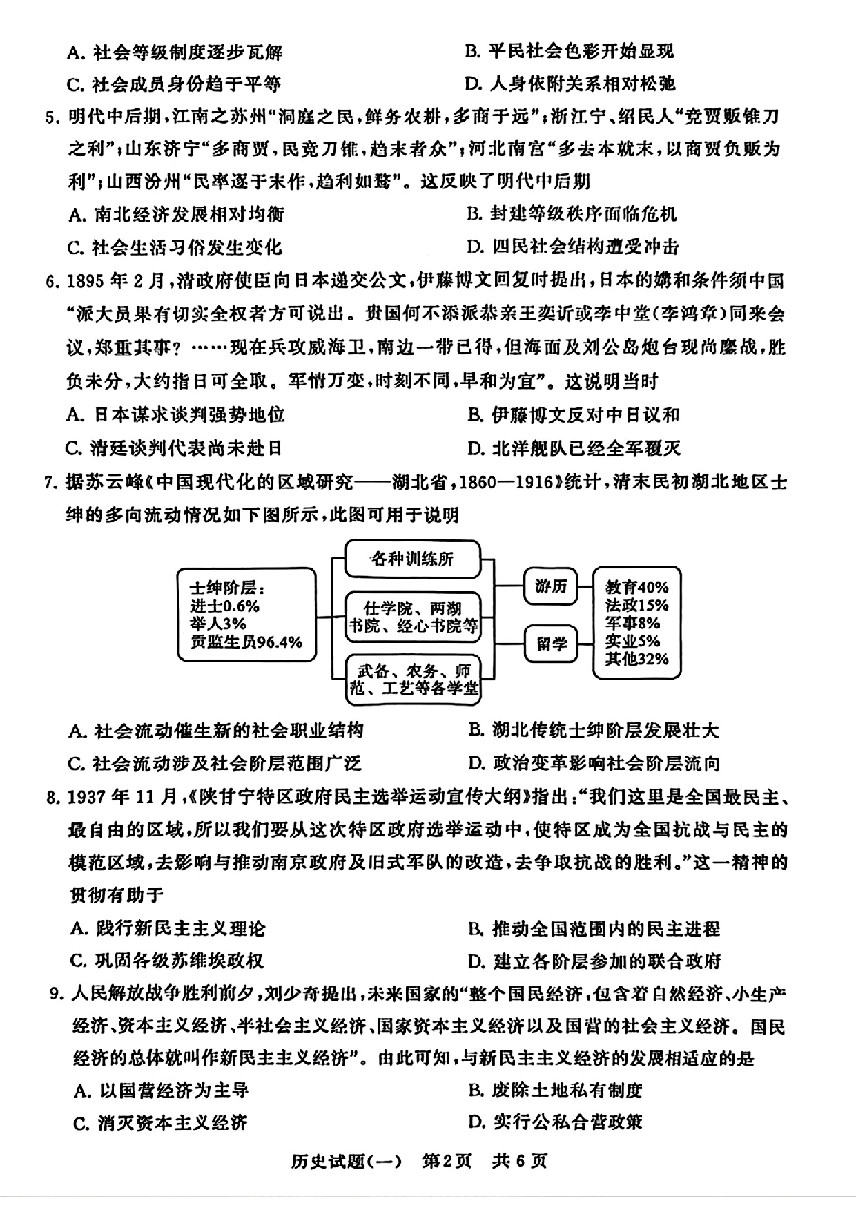 2024届湖北省T8联盟高三下学期压轴考试（一）历史试题.pdf 第2页