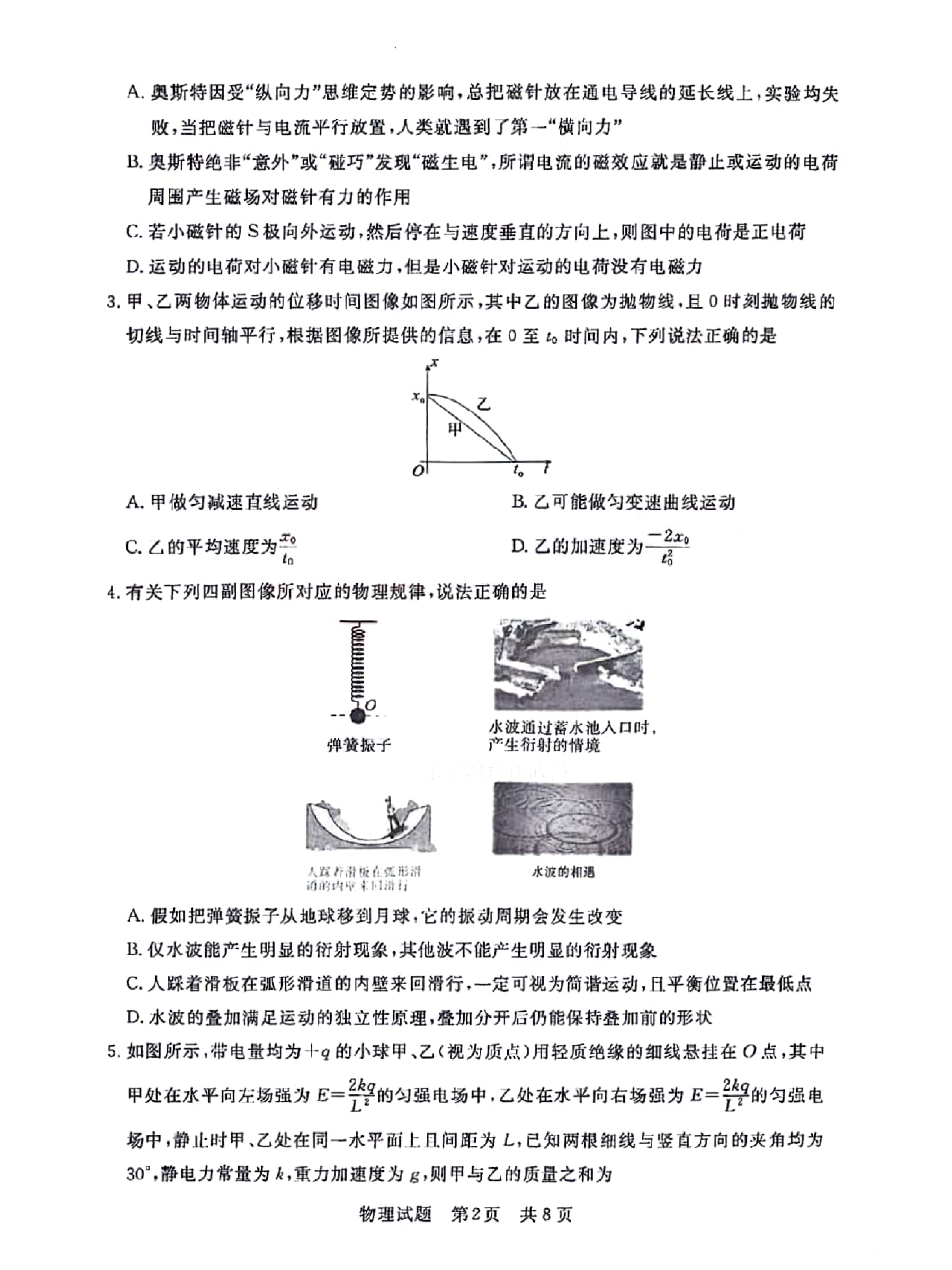2024届湖北省名校协作体高三新起点八月联考物理试题.pdf 第2页