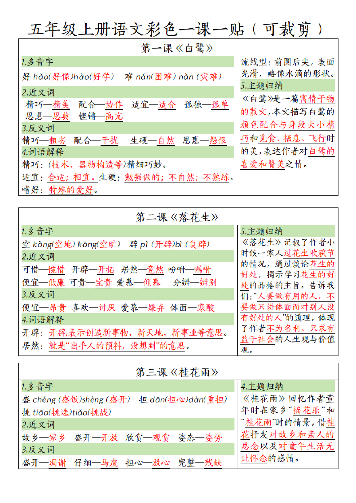 五年级上册语文彩色一课一贴9页.pdf 第1页