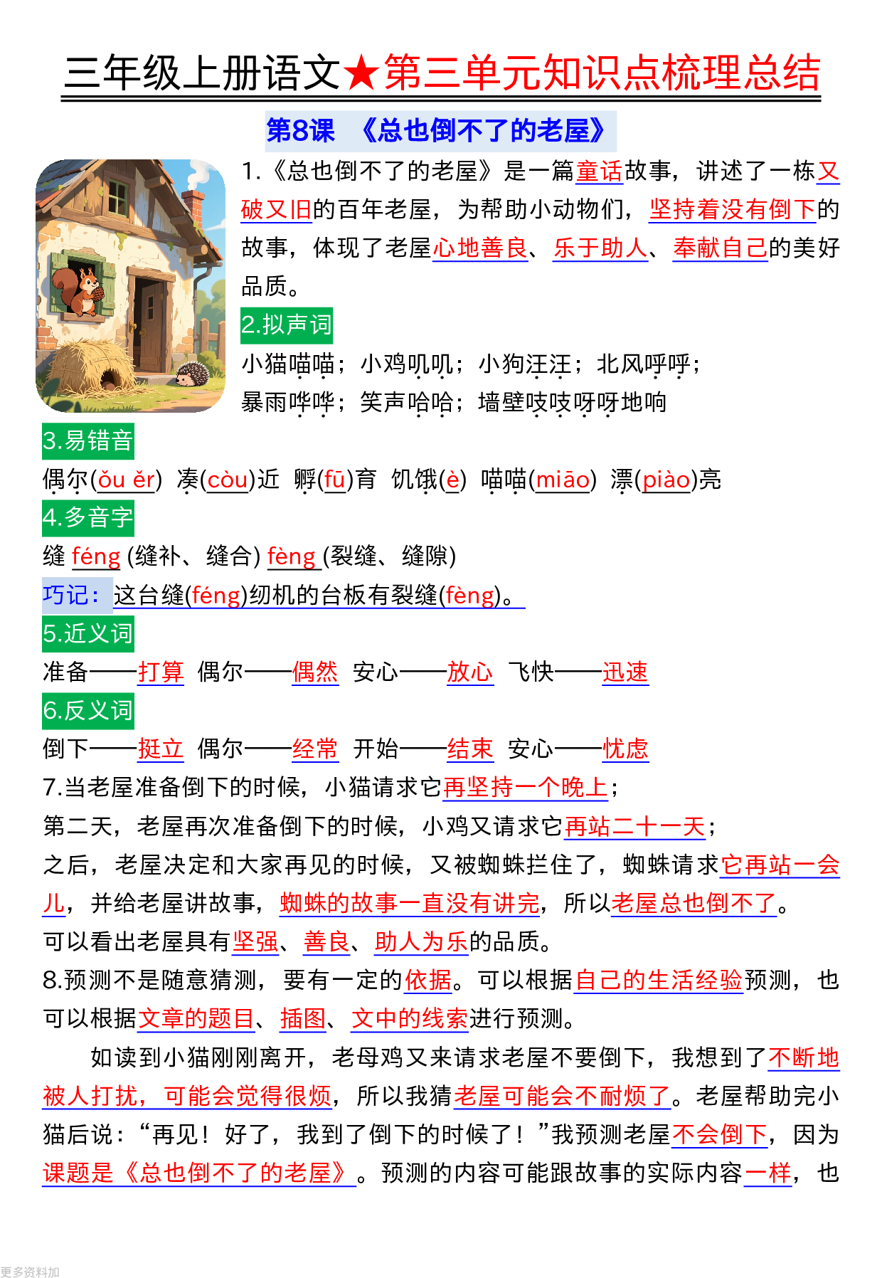 三年级上册语文★第三单元知识点梳理总结.pdf 第1页