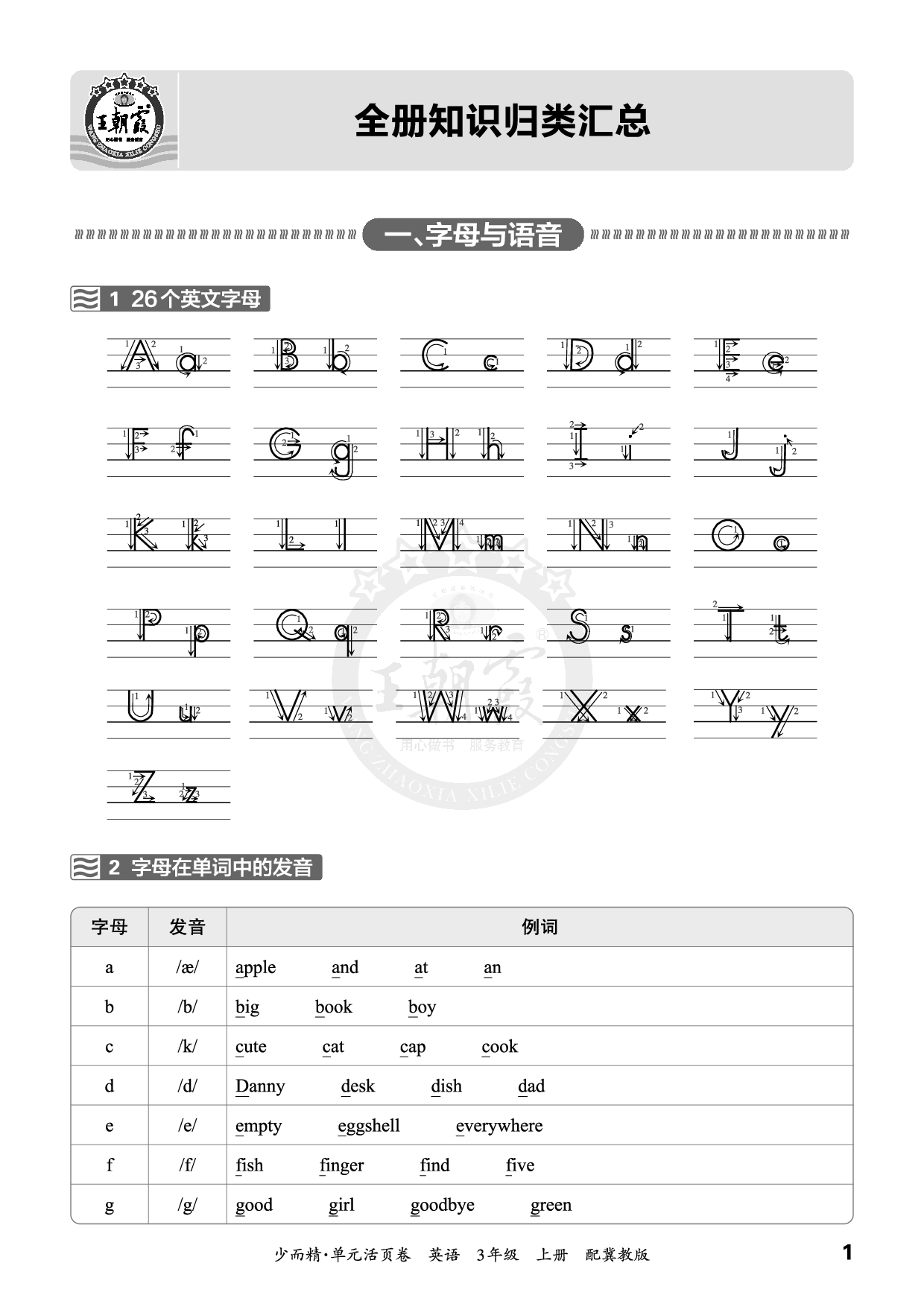 全册知识归类汇总 3年级 英语 上册 冀教版(1).pdf 第1页