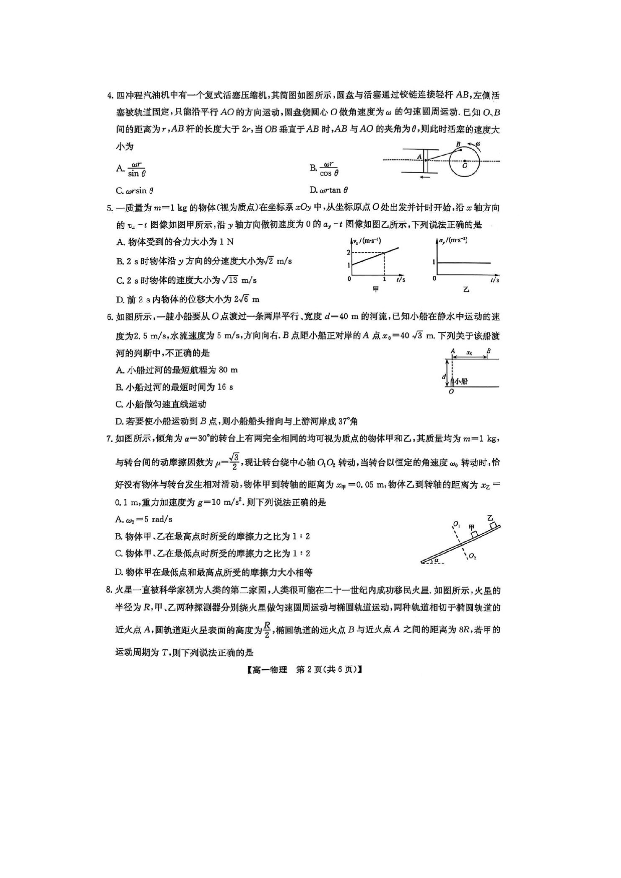 物理试卷辽宁普通高中2024-2025学年高一下学期5月期中考试试卷（图片版）.docx 第2页