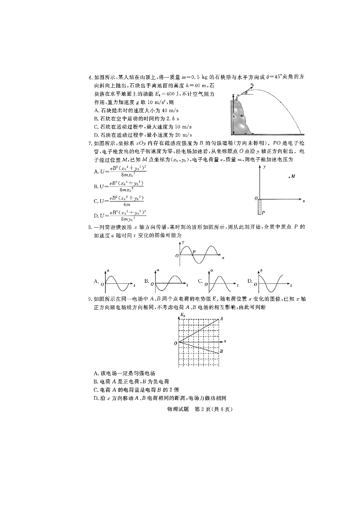 江西抚州市2024届高三下学期4月教学质量检测试题 物理(含参考答案).pdf 第2页
