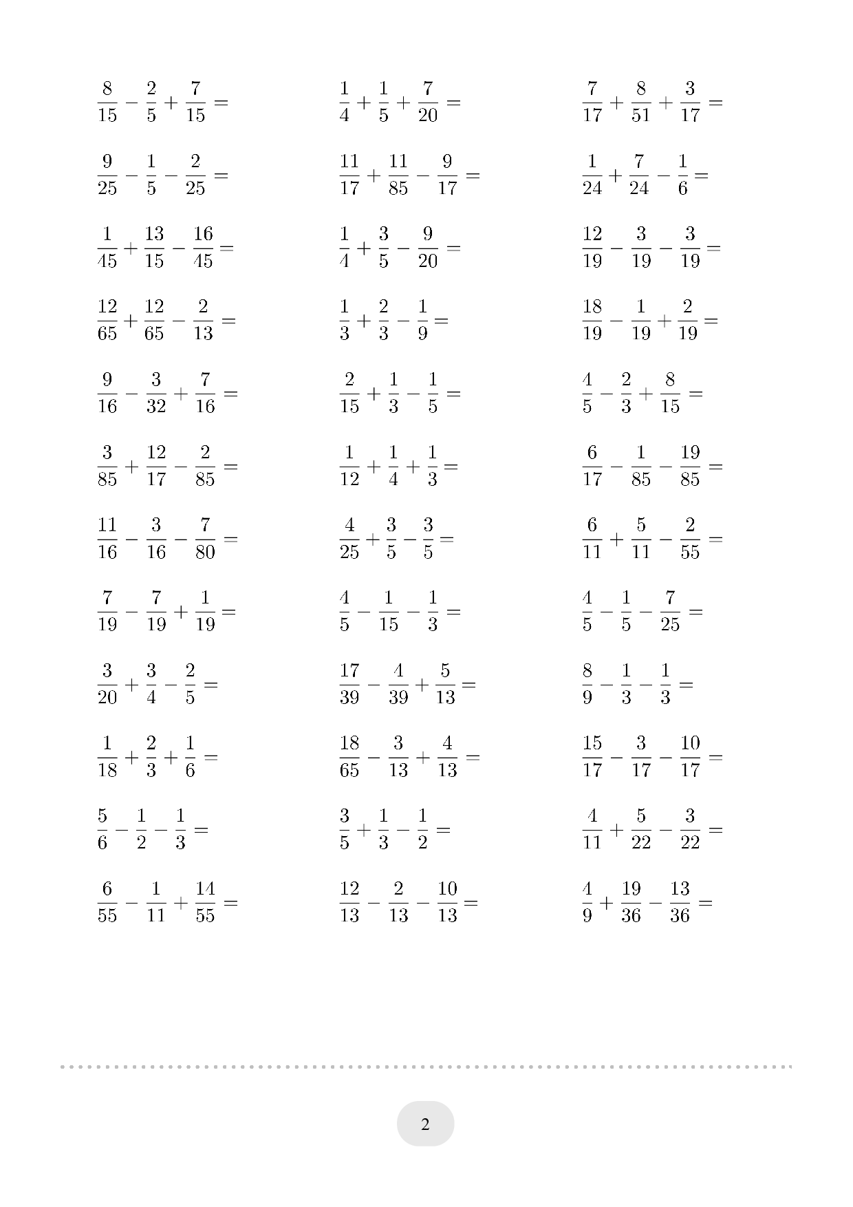 5年级数学分数加减混合运算2000题.pdf 第2页