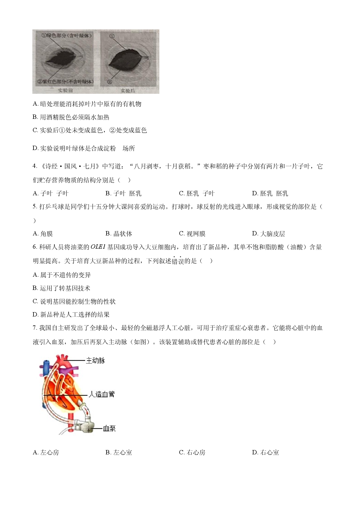 2025年江苏省徐州市中考生物真题.docx 第2页
